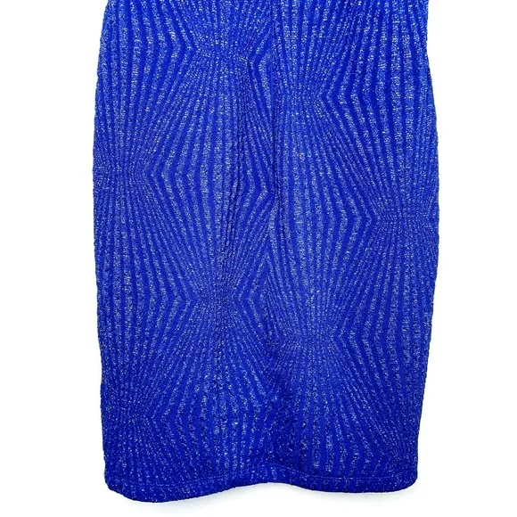 Charlotte Russe Electric Blue Cutout Halter Mini Dress XS Metallic Semi Formal - Picture 15 of 15